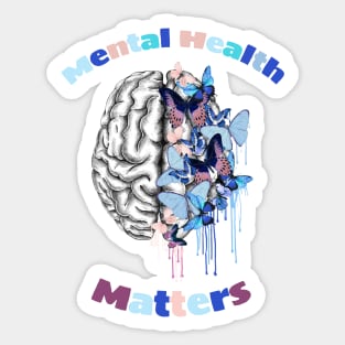 Brain and Blue butterflies, mental, health, human intellect Sticker